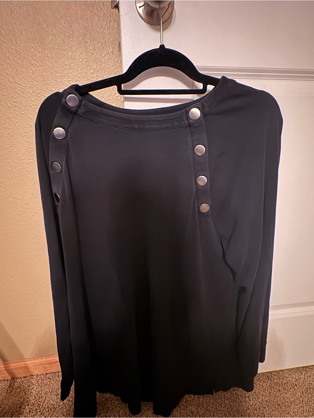 Chico's Black Button Detail Blouse Size XL